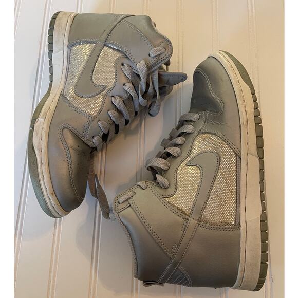 Nike Dunk High SB Metallic Silver White Sparkle Glitter 325203-001 Women's 7.5 - Picture 8 of 10